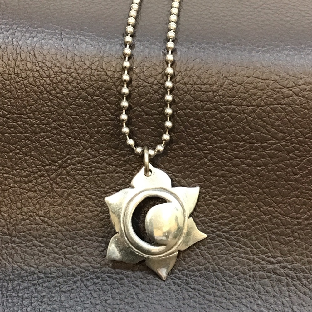 Pewter Moon and Sun Pendant Necklace